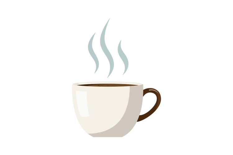Hot Coffee Cup with Steam Vector Illustration in Minimal Sty