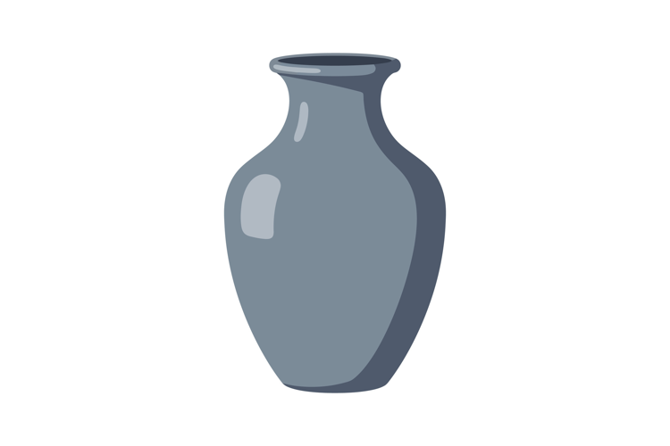 A detailed grey ceramic vase in a minimal style showcasing s