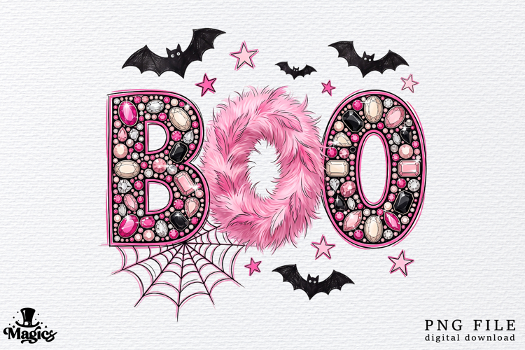 Rhinestone Boo Halloween PNG example image 1