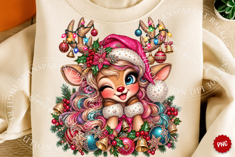 Rhinestone Christmas Reindeer PNG