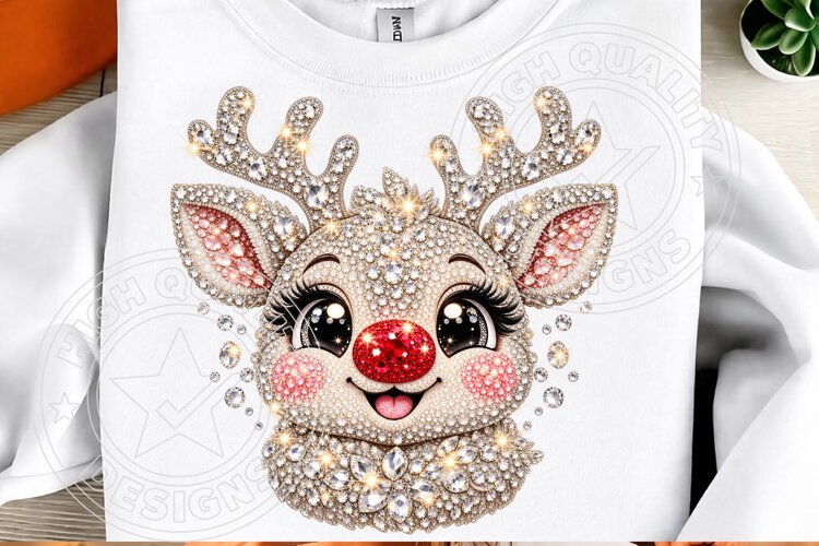 Rhinestone Christmas Reindeer PNG example image 1