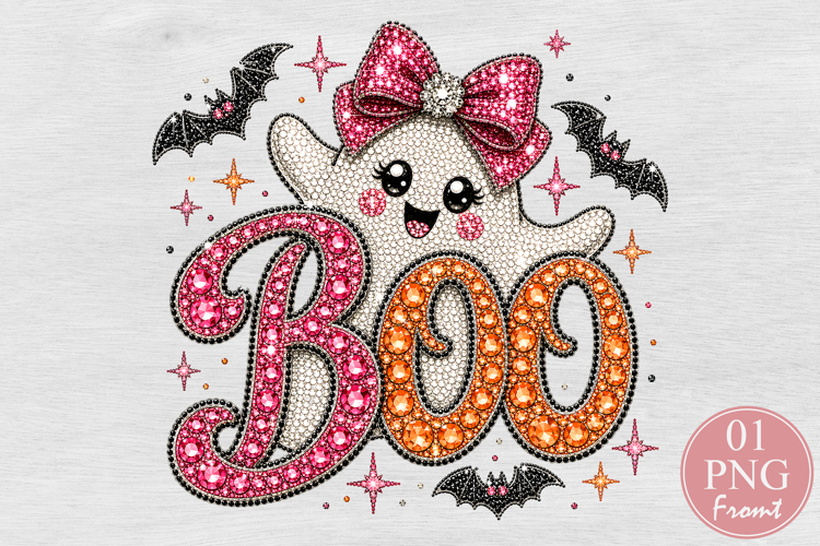Rhinestone Cute Ghost Boo Sublimation
