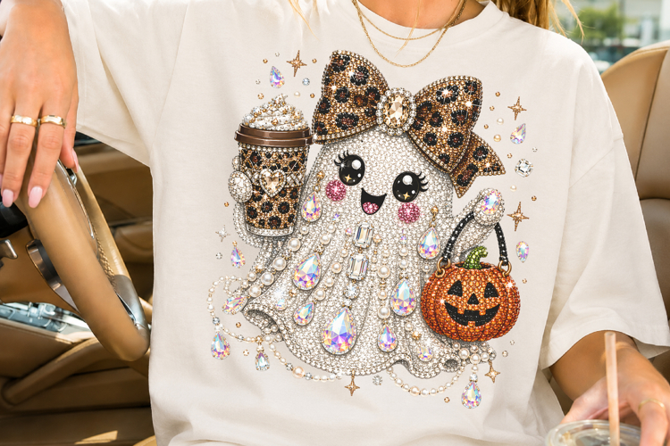 Rhinestone Glam Halloween Ghost PNG