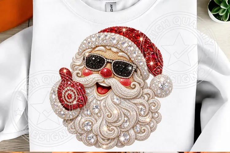 Rhinestone Santa Christmas Cool Sunglasses Bling Holiday Des