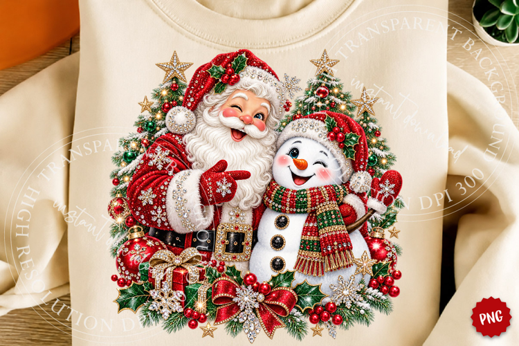 Rhinestone Christmas Snowman PNG