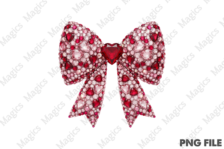 Rhinestone Valentine Bow PNG