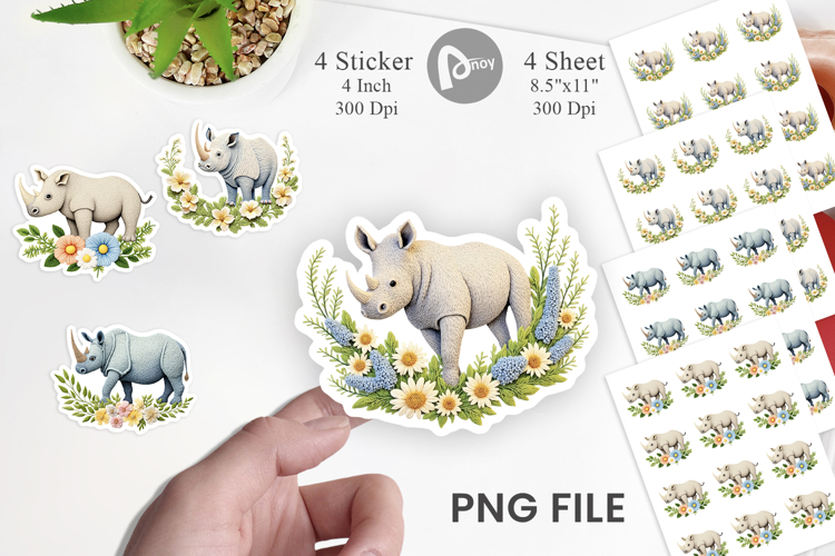 Rhino Embroidery Sticker