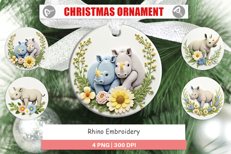 Ornament Rhino Embroidery