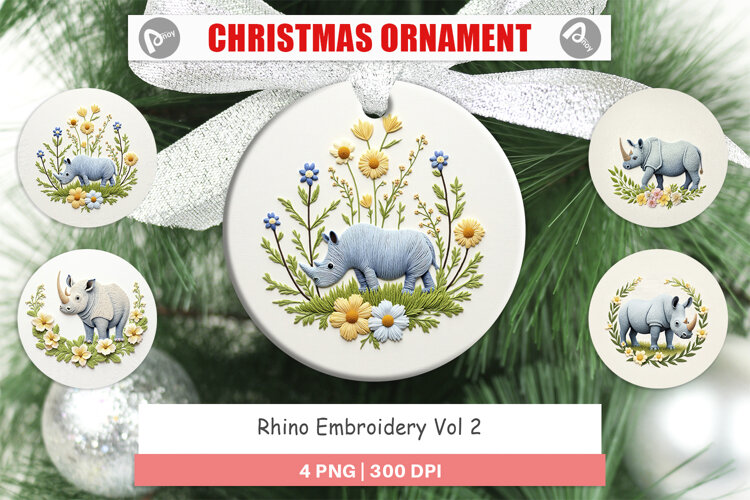 Ornament Rhino Embroidery example image 1