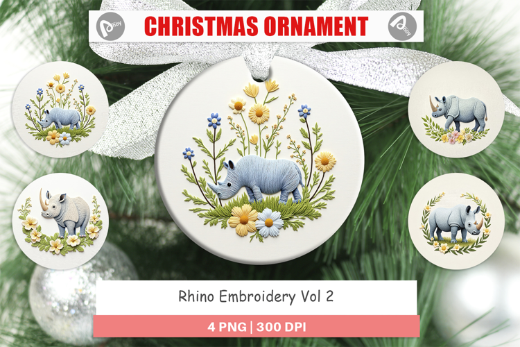 Ornament Rhino Embroidery