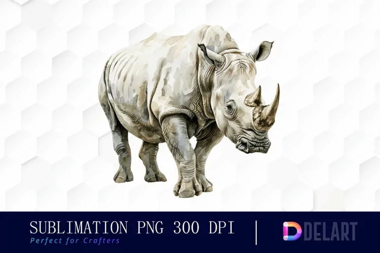 Rhinoceros Watercolor Sublimation Art