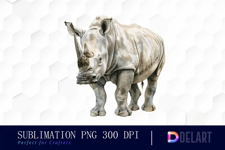 Rhinoceros Watercolor Sublimation Art