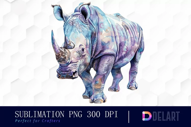 Rhinoceros Watercolor Clipart PNG