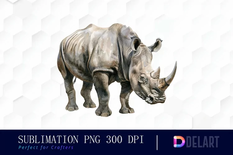 Rhinoceros Watercolor Clipart PNG