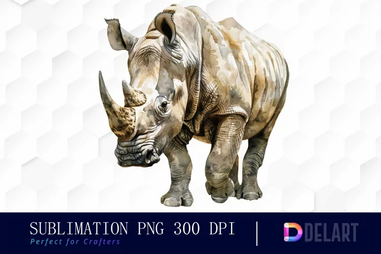 Rhinoceros Watercolor Clipart