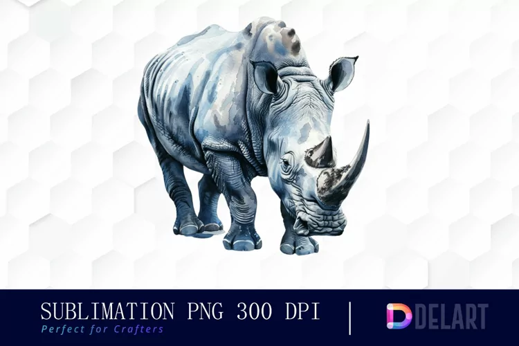 Rhinoceros Watercolor Clipart PNG