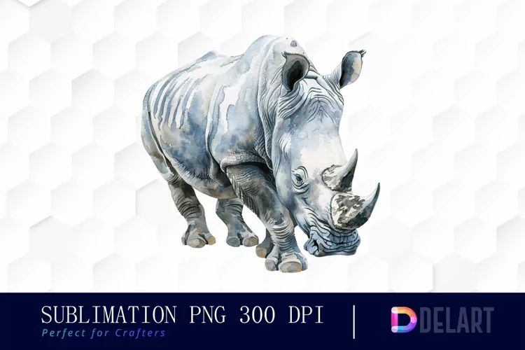 Rhinoceros Watercolor Clipart
