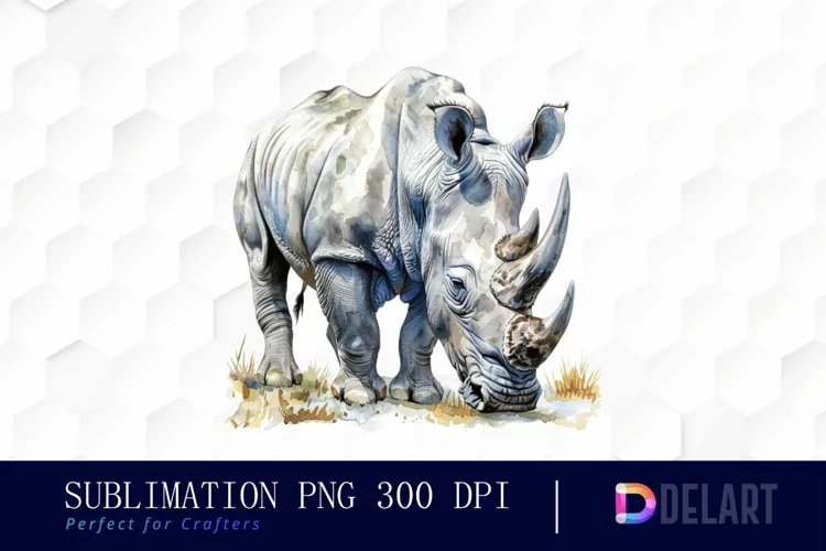 Rhinoceros Watercolor Clipart