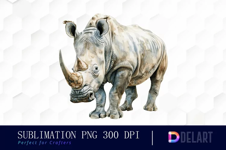 Rhinoceros Watercolor Sublimation Art