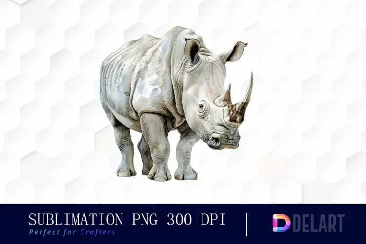 Rhinoceros Watercolor Clipart PNG