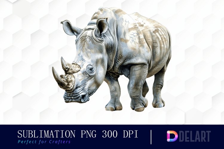 Rhinoceros Watercolor Clipart PNG