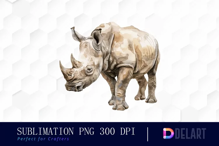 Rhinoceros Watercolor Clipart