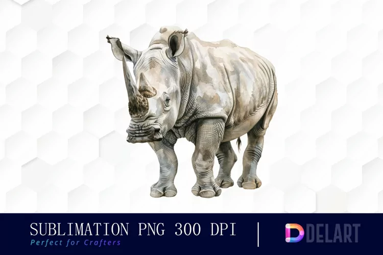Rhinoceros Watercolor Clipart