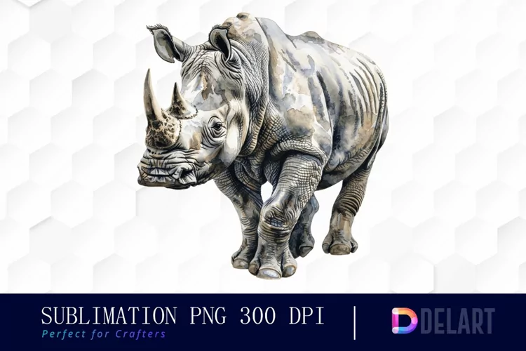 Rhinoceros Watercolor Clipart PNG