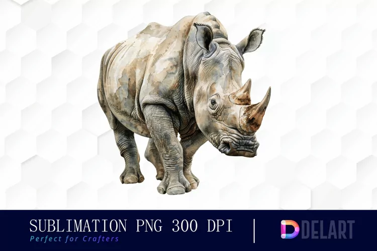 Rhinoceros Watercolor Clipart PNG