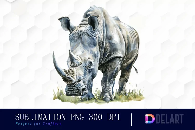 Rhinoceros Watercolor Clipart