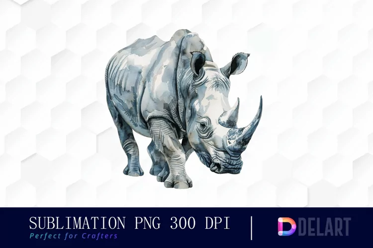 Rhinoceros Watercolor Clipart PNG