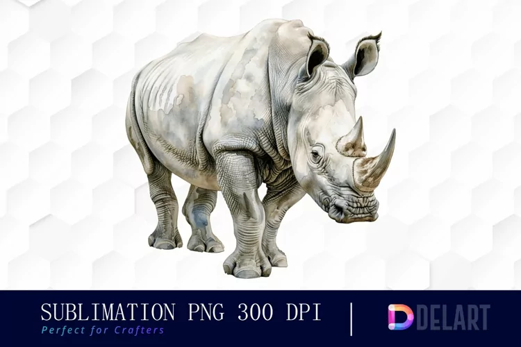 Rhinoceros Watercolor Sublimation Art