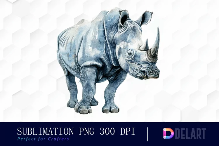 Rhinoceros Watercolor Clipart PNG
