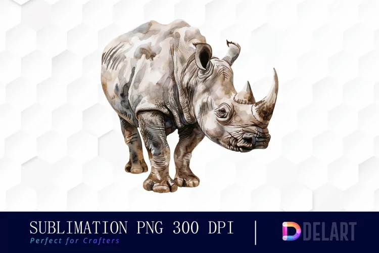 Rhinoceros Watercolor Clipart