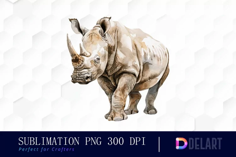 Rhinoceros Watercolor Clipart PNG