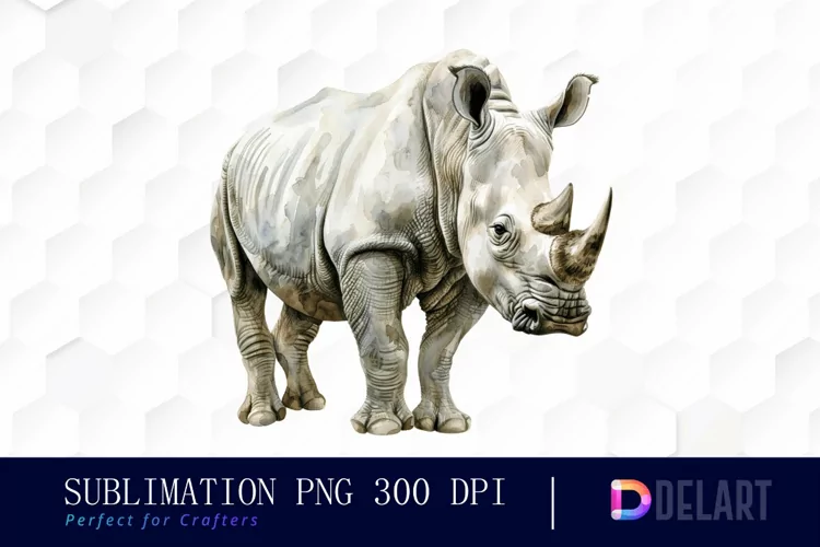 Rhinoceros Watercolor Clipart
