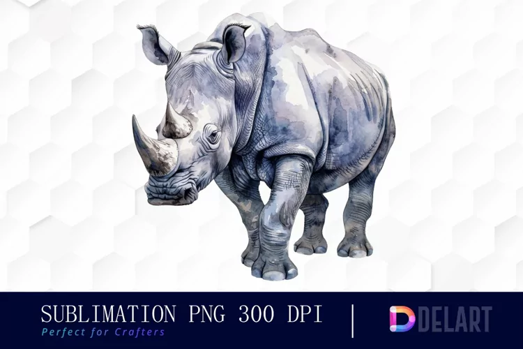 Rhinoceros Watercolor Clipart PNG