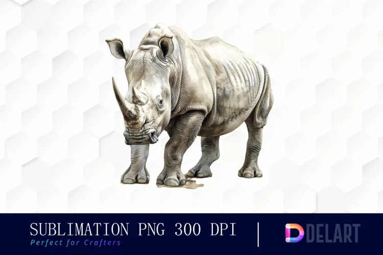 Rhinoceros Watercolor Clipart