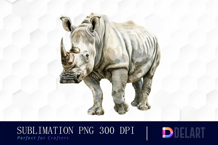 Rhinoceros Watercolor Clipart PNG