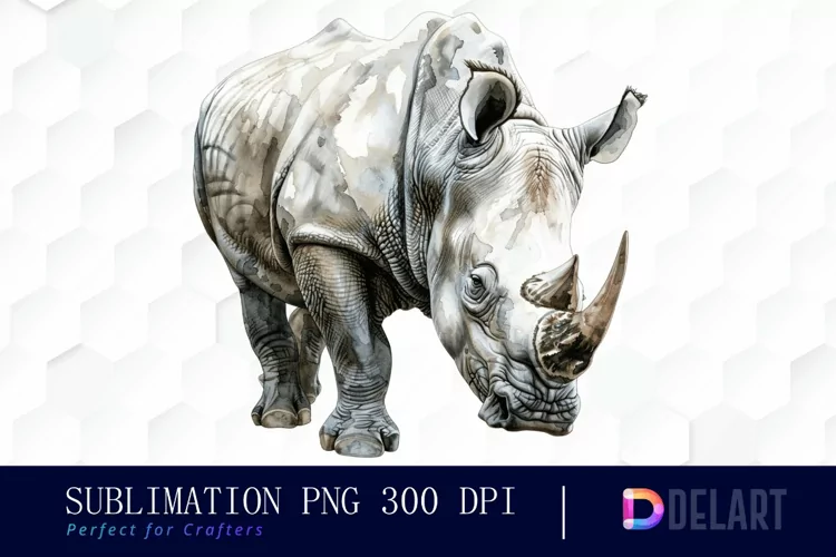 Rhinoceros Watercolor Clipart