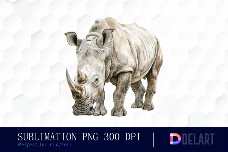 Rhinoceros Watercolor Sublimation Art