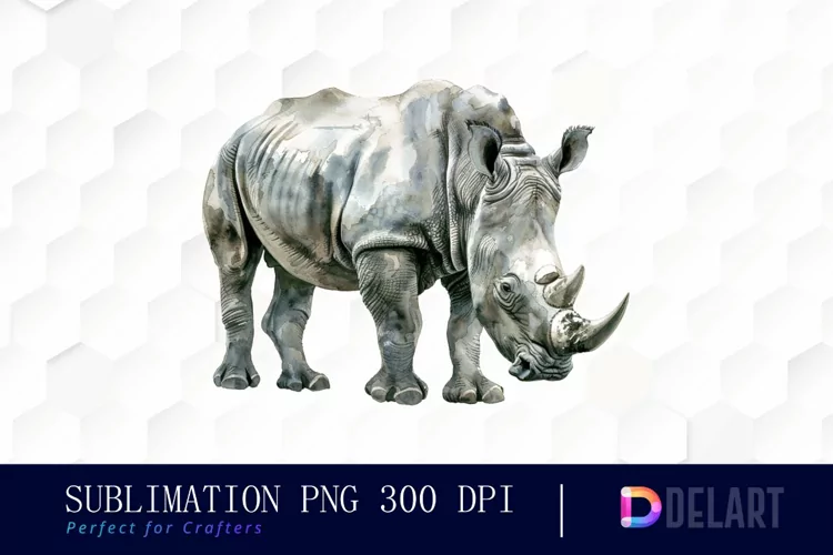 Rhinoceros Watercolor Clipart PNG