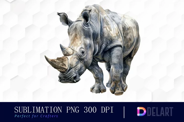 Rhinoceros Watercolor Clipart