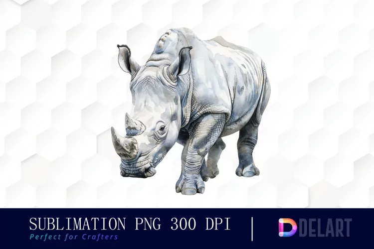 Rhinoceros Watercolor Clipart PNG