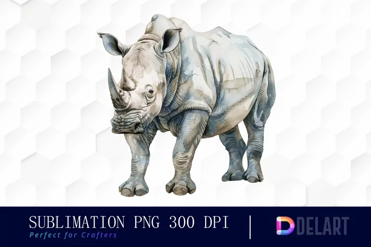 Rhinoceros Watercolor Sublimation Art