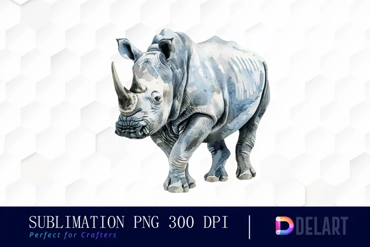 Rhinoceros Watercolor Sublimation Art