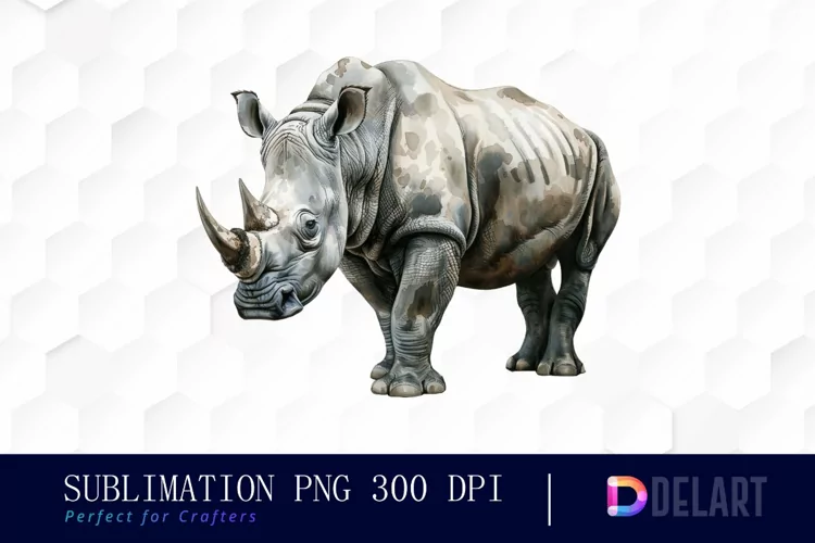 Rhinoceros Watercolor Clipart