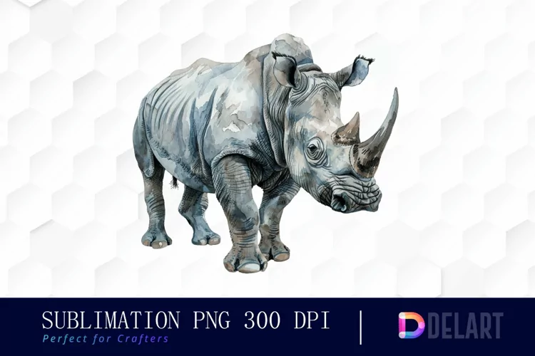 Rhinoceros Watercolor Clipart PNG
