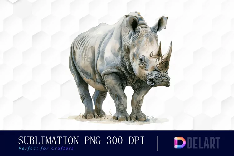 Rhinoceros Watercolor Clipart