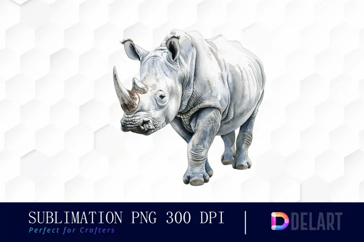 Rhinoceros Watercolor Clipart PNG